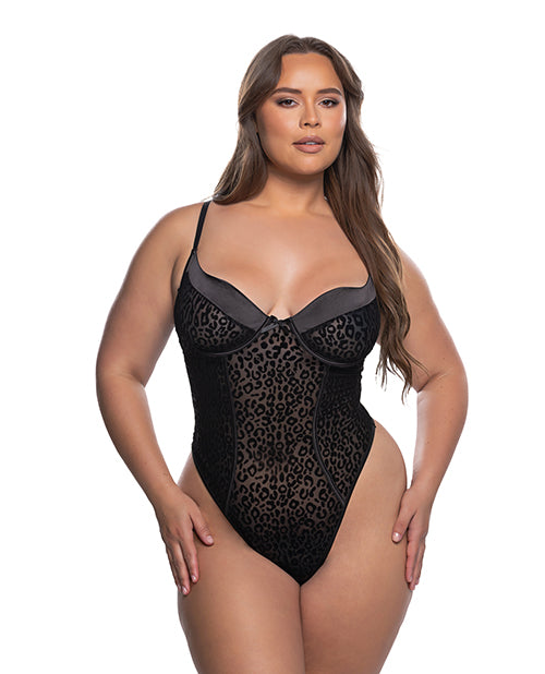 Wild Thing Underwire Teddy - Black Leopard S/M