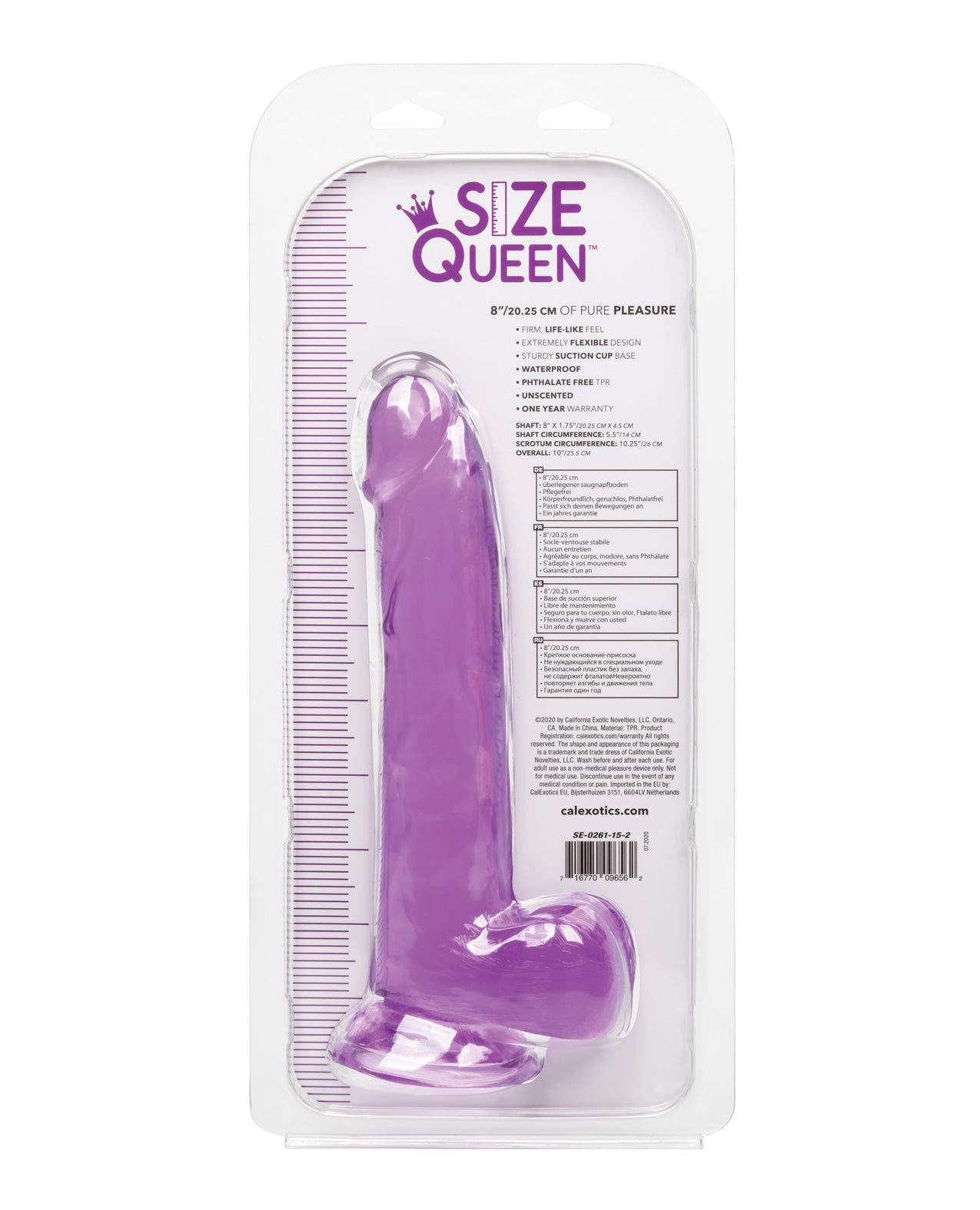 Size Queen 8" Dildo - Clear