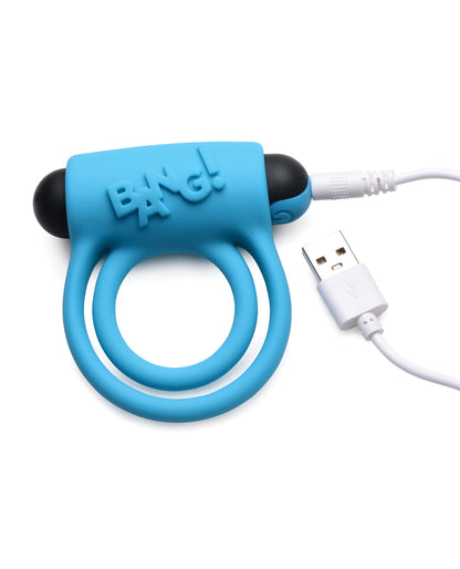 Bang! Vibrating Cock Ring & Bullet w/Remote Control - Black