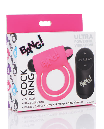 Bang! Vibrating Cock Ring & Bullet w/Remote Control - Black