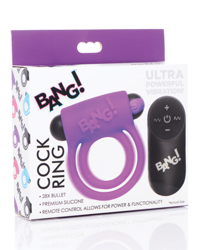 Bang! Vibrating Cock Ring & Bullet w/Remote Control - Black